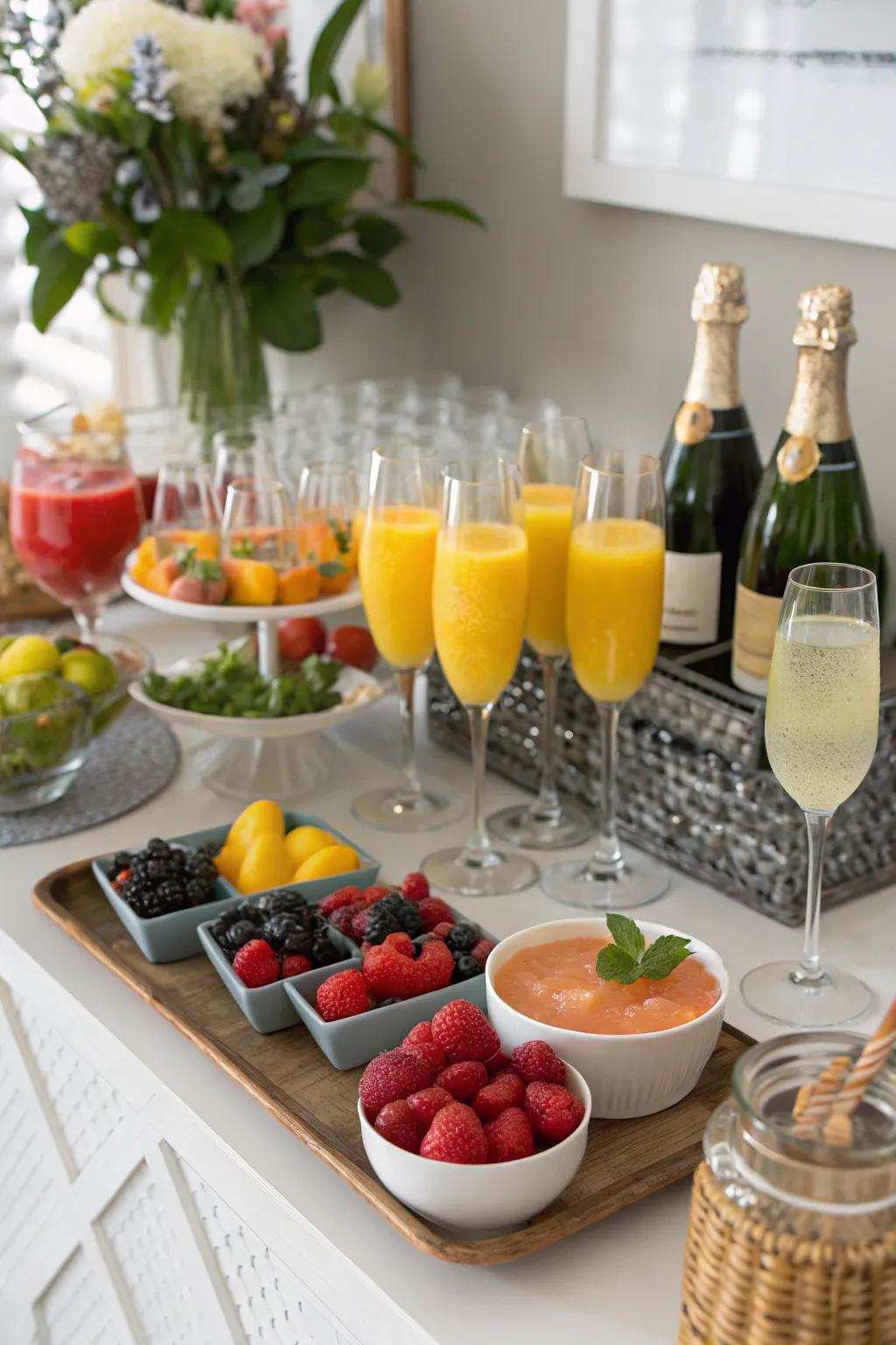 A sparkling cocktail bar adds a festive touch to any brunch party.