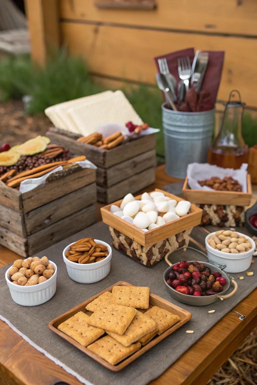 A delightful assortment of refreshments inspired by the camping aesthetic.