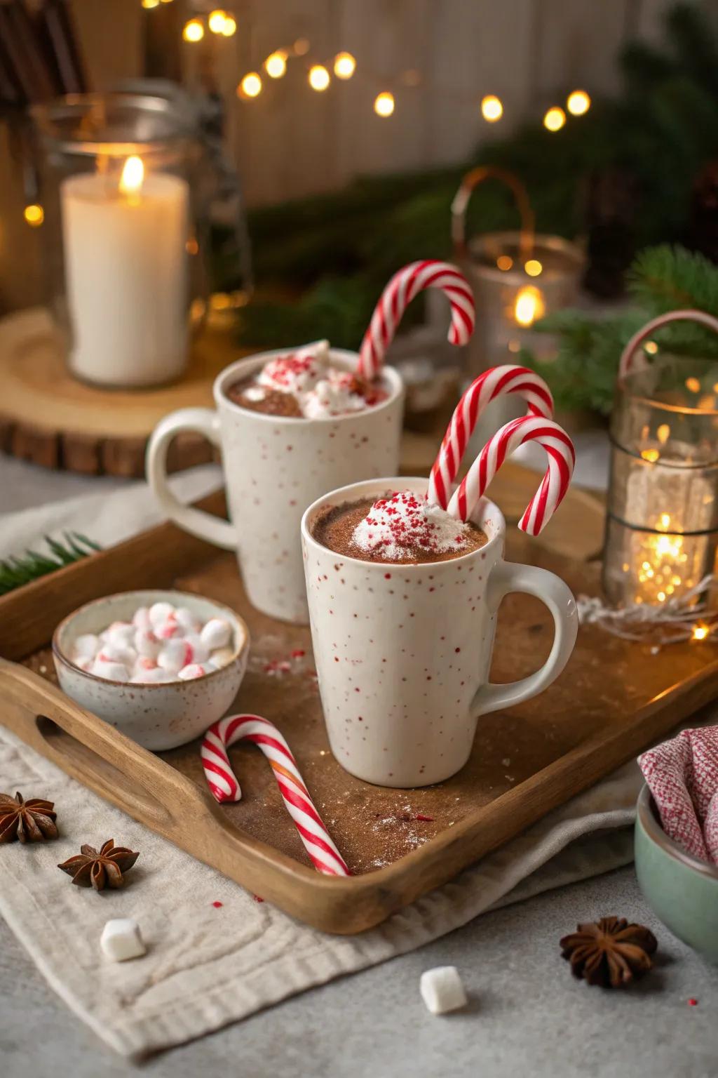 Warm up with a peppermint stick warm cocoa post.