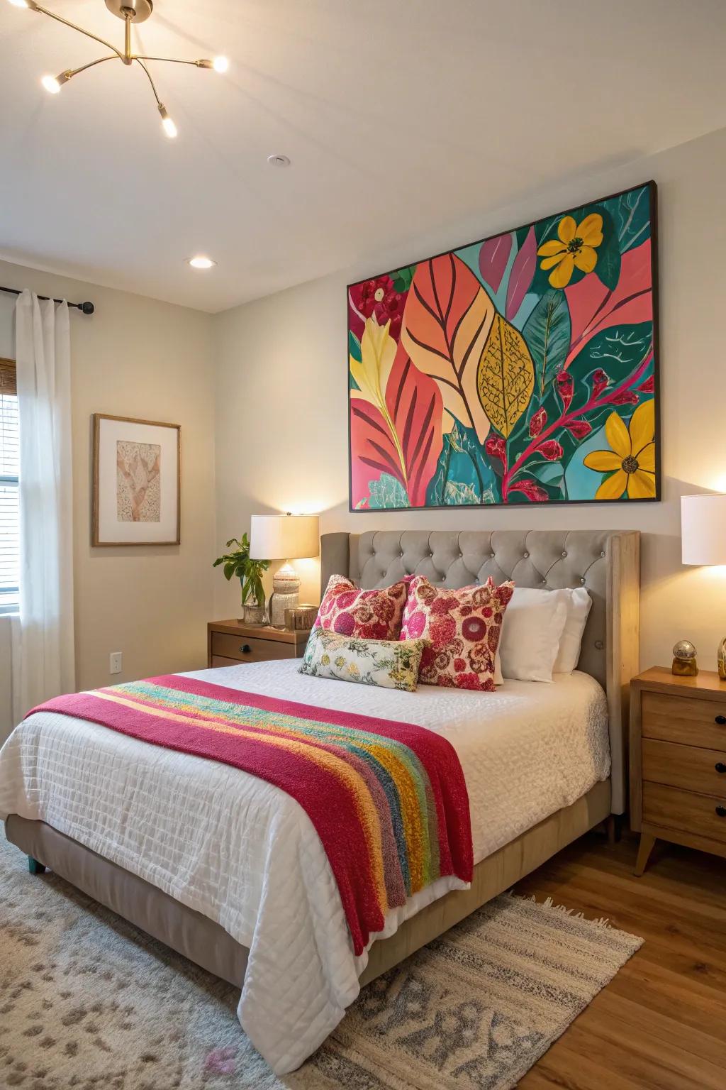 Enliven your area with a colorful surface painting.