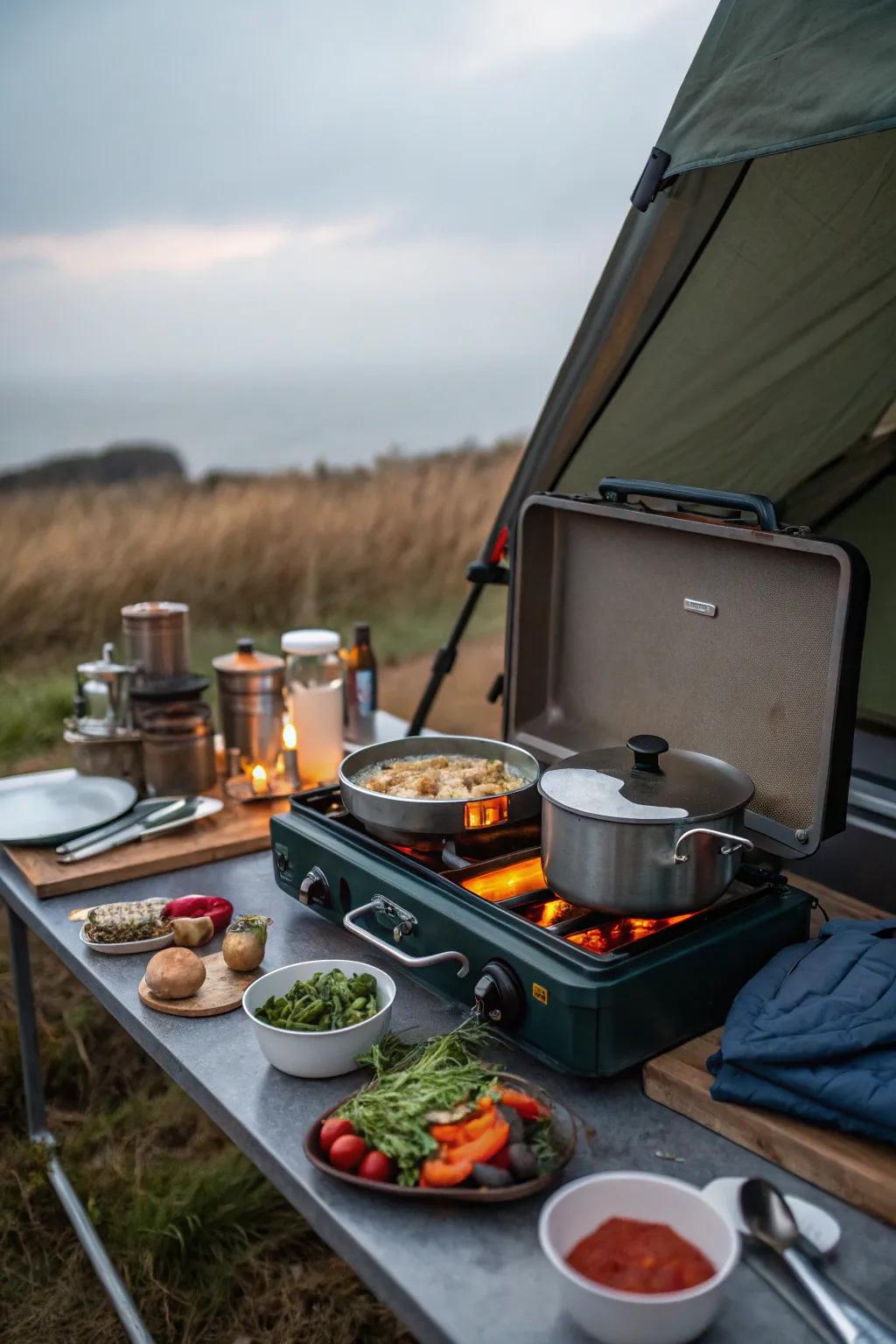 Craft delightful meals at any location with a moveable camping cooker.