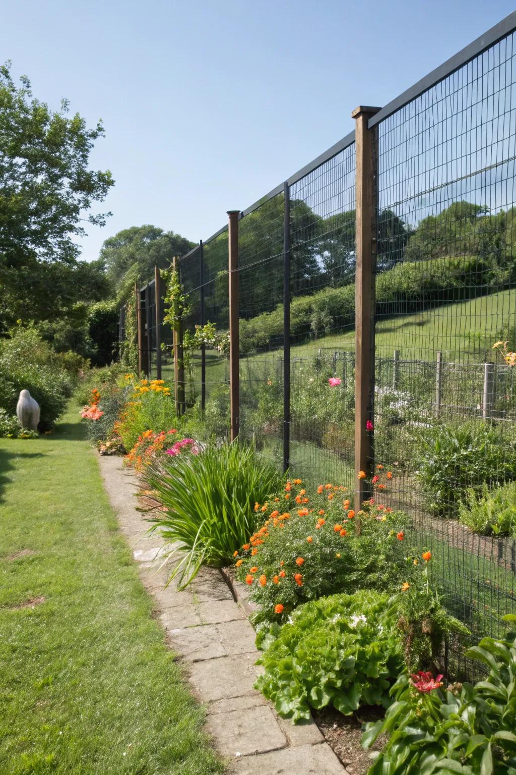 Creative cat fencing providing security while preserving the garden's innate attractiveness.