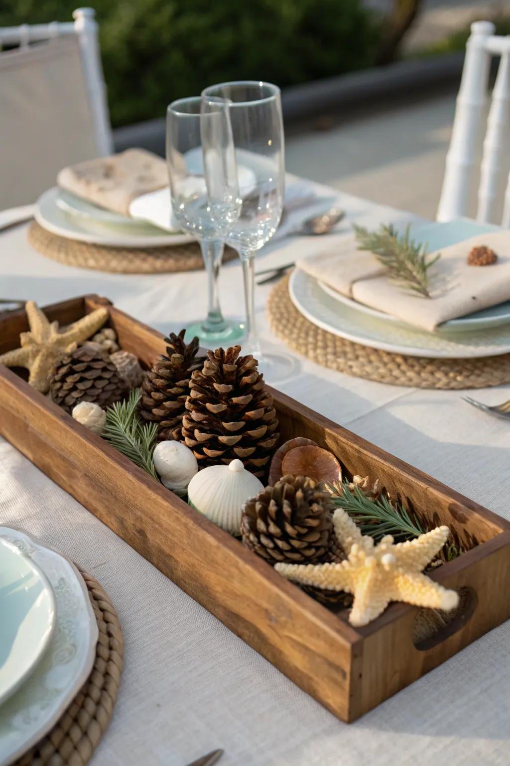 Timber trays overflowing with natural constituents amplify the feeling of coziness.