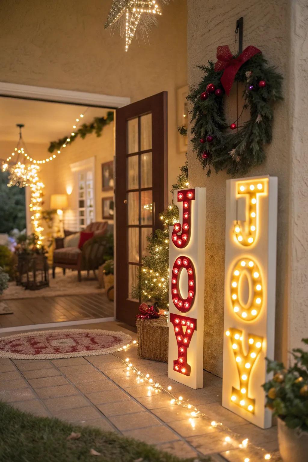 Holiday signs add a personal and cheerful touch to your decor.