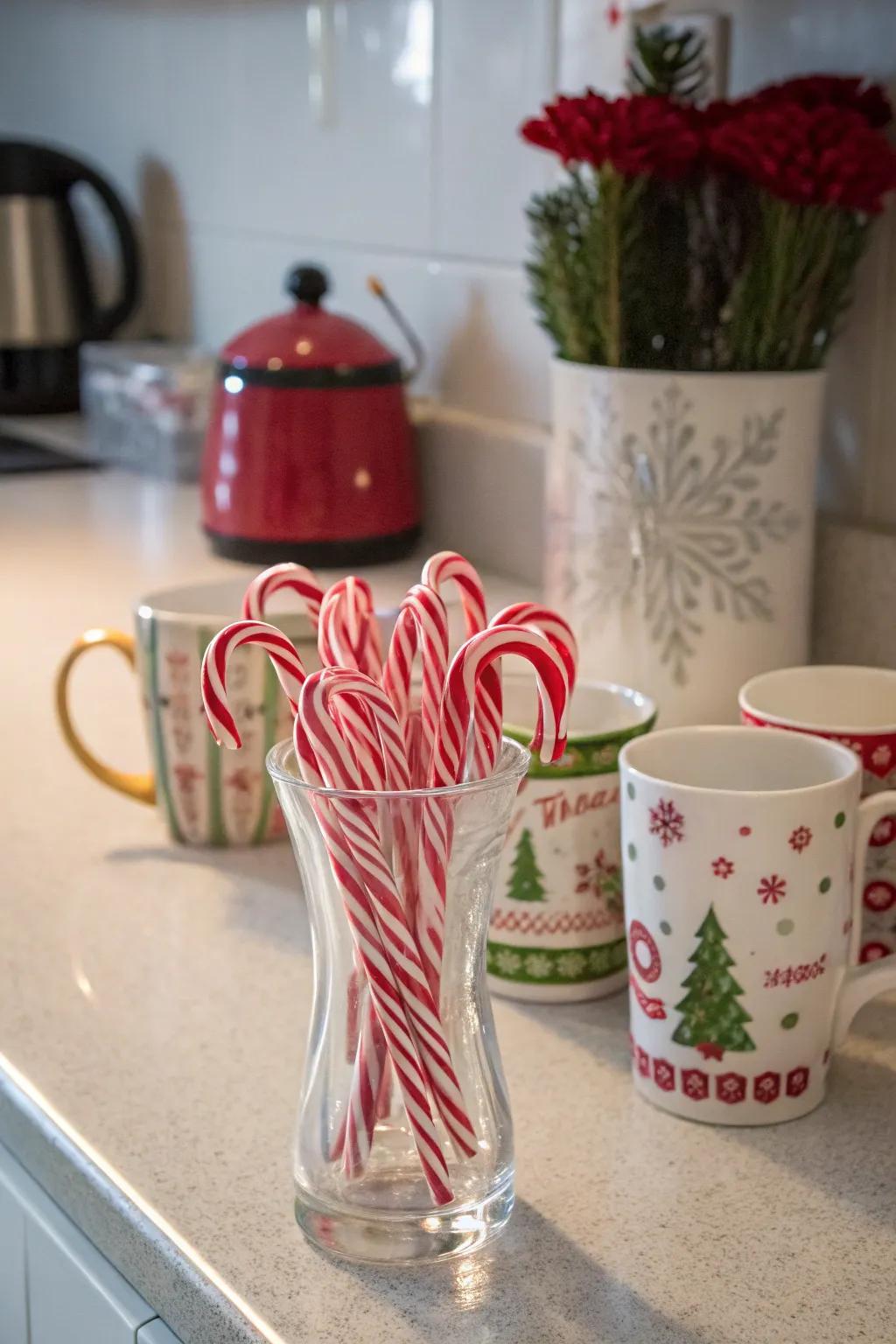 Sugary and festive: confectionary canes contribute a playful holiday impression.