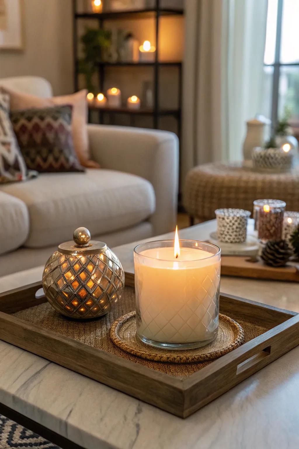 Any coffee table will feel cozier and warmer with the addition of lights.