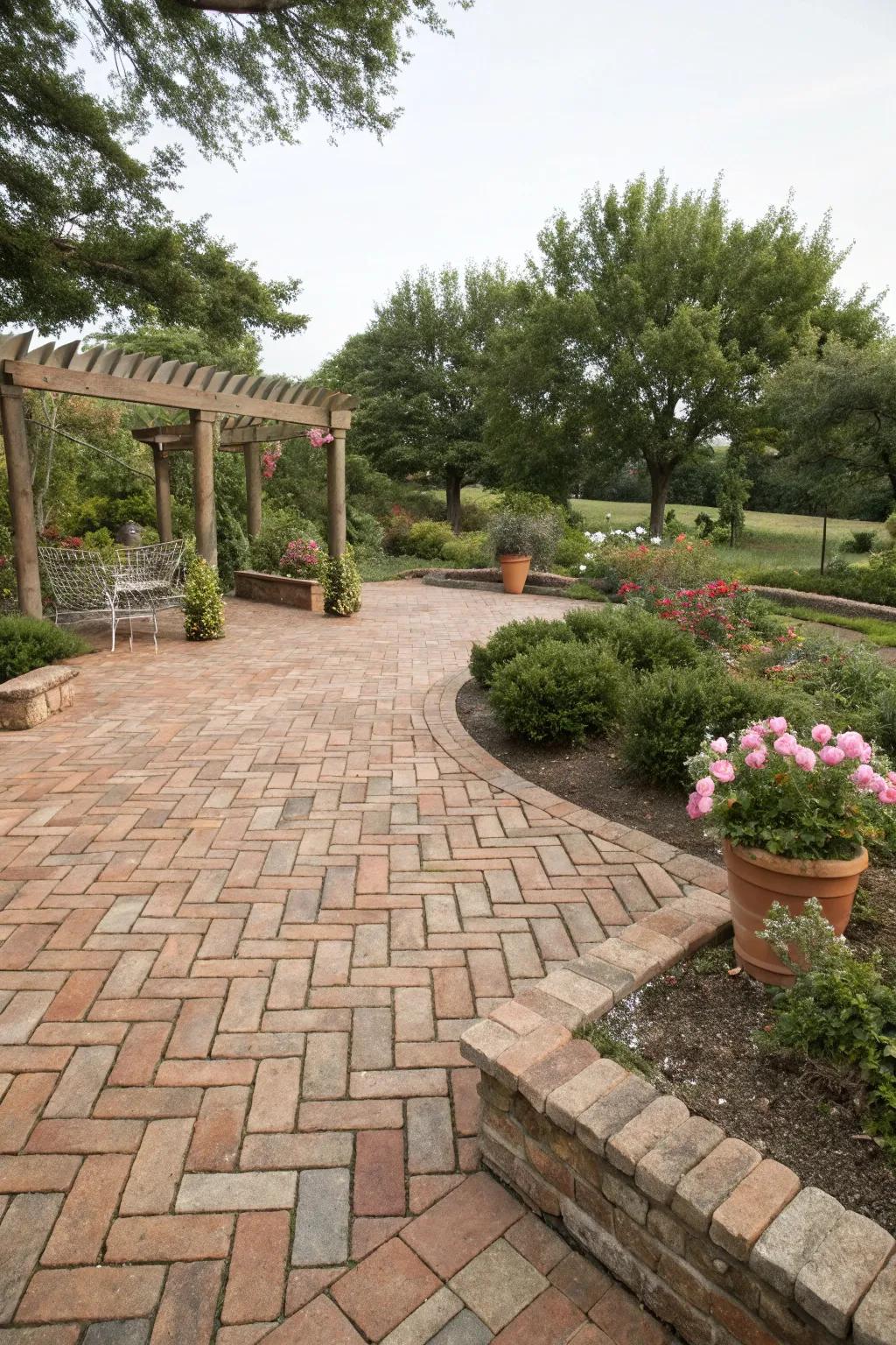 Classic elegance with a herringbone brick pattern.