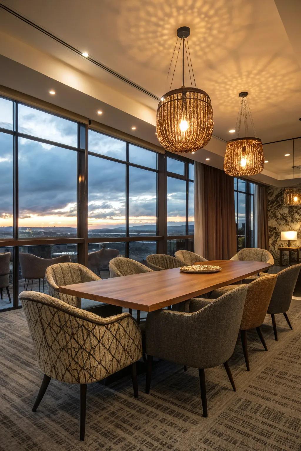 Accent illumination can transform the disposition of a meeting area.