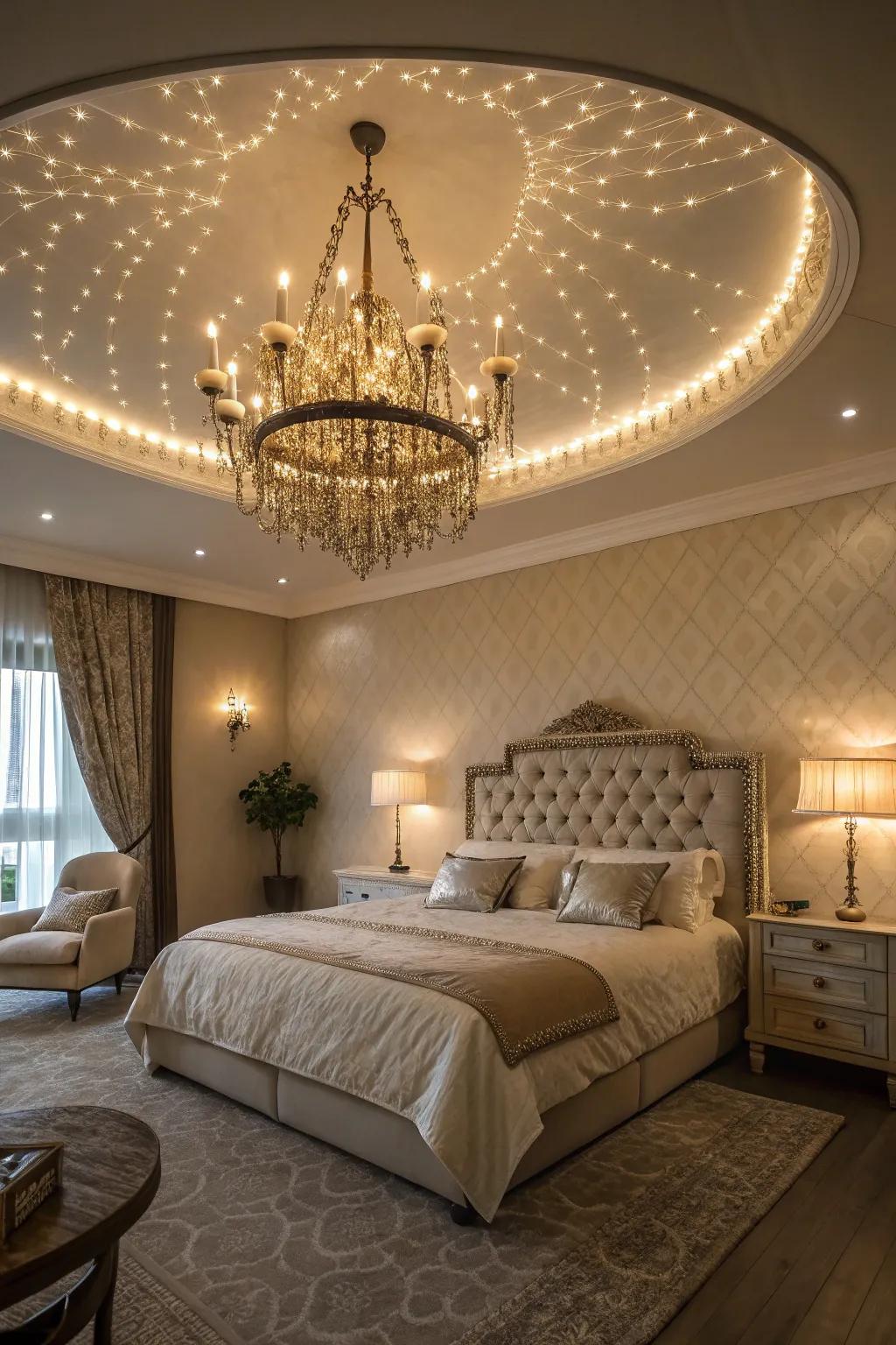 Distinctive illumination installations impart individuality and warmth to the sleeping quarters.