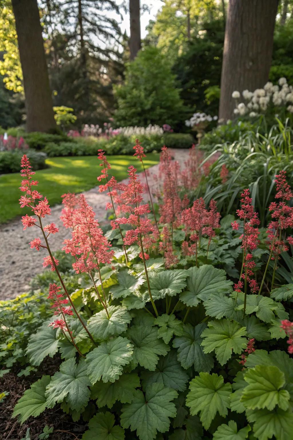 Melody chimes lend color and vitality to a tranquil, shaded garden corner.