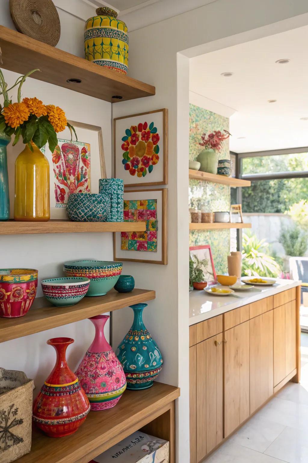 Decorative pieces create a unique personal touch to open ledges.