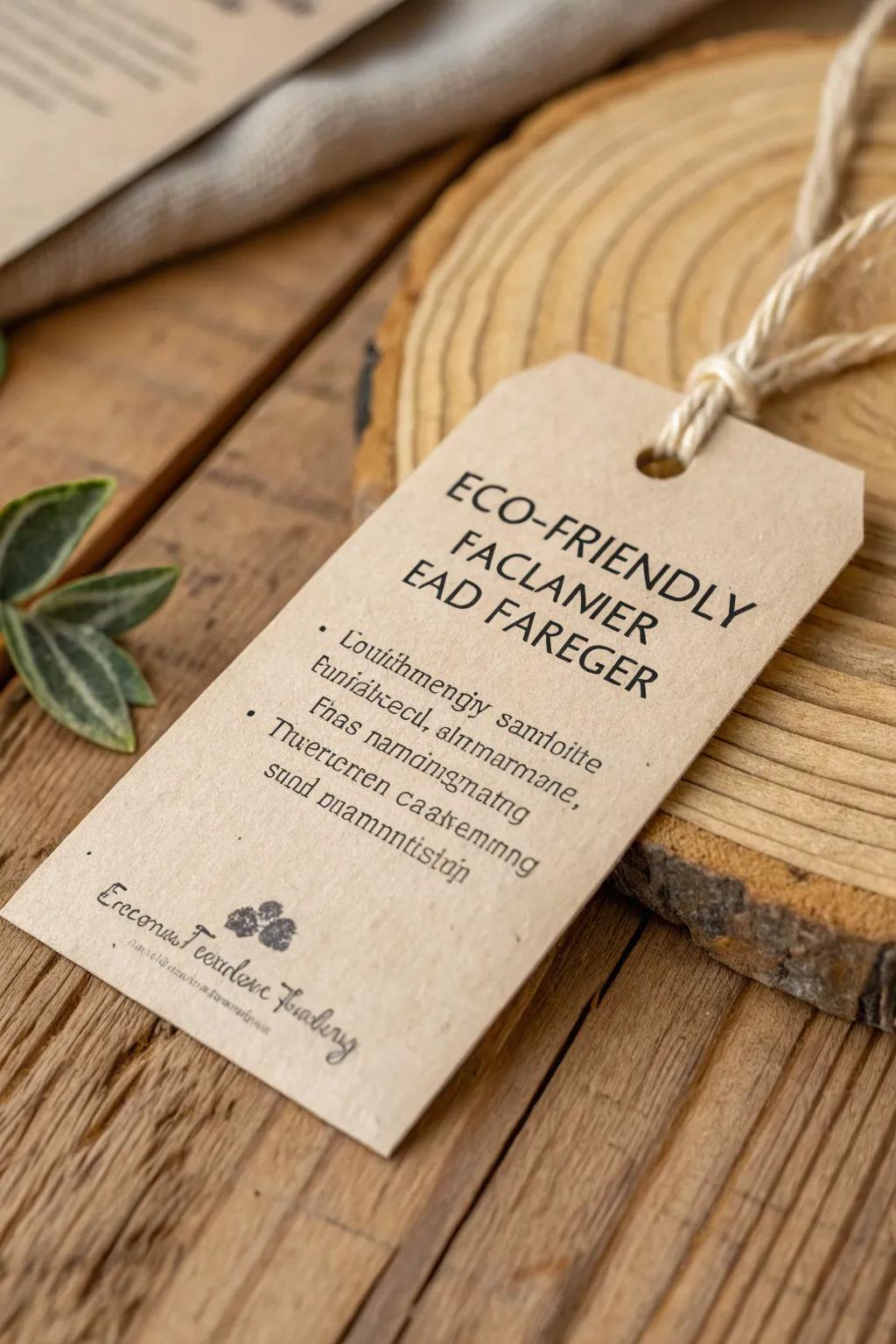 An eco-friendly tag crafted from recycled materials, ideal for sustainable brands.
