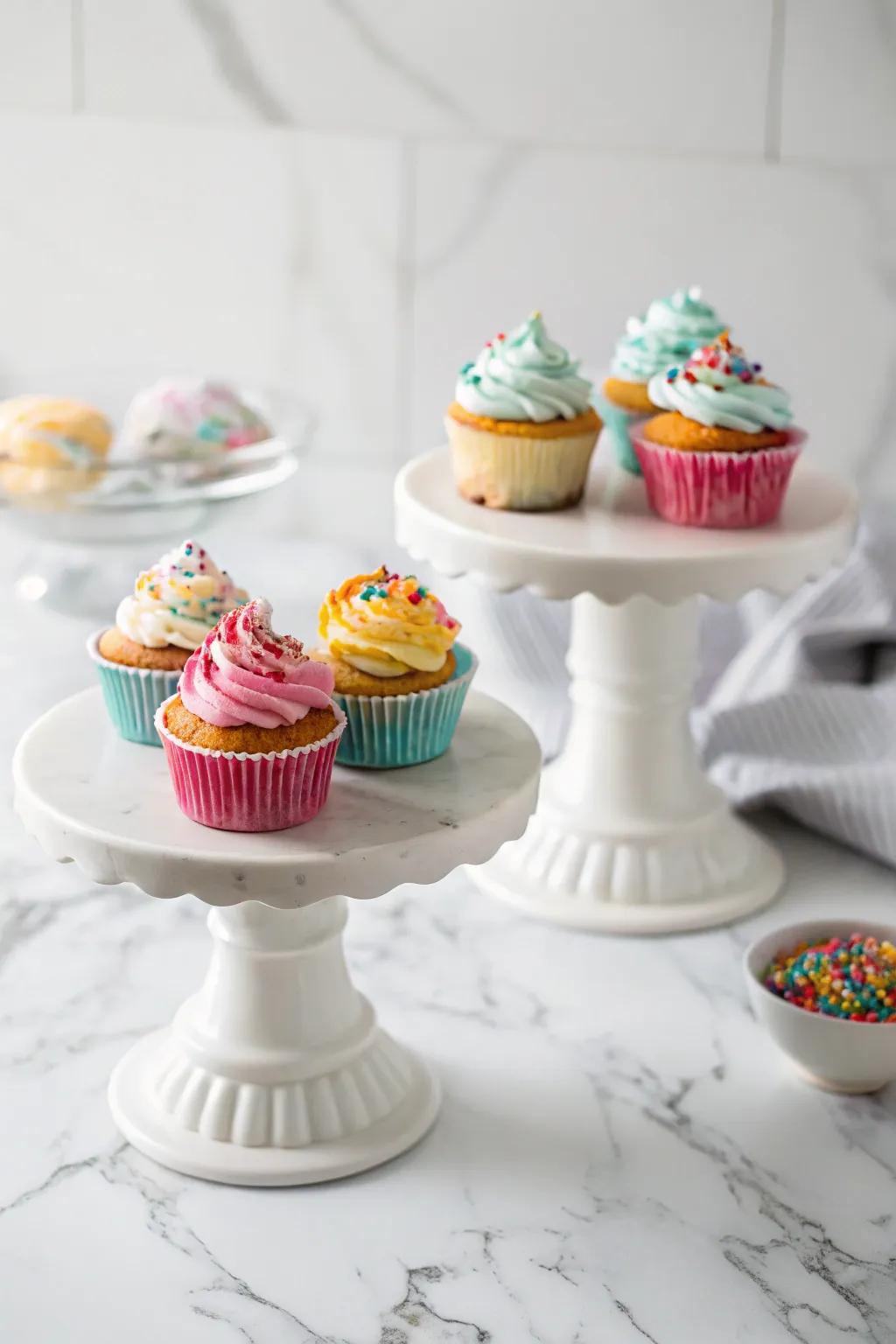 Cupcake stands that are simple and elegant create a minimalist magic.