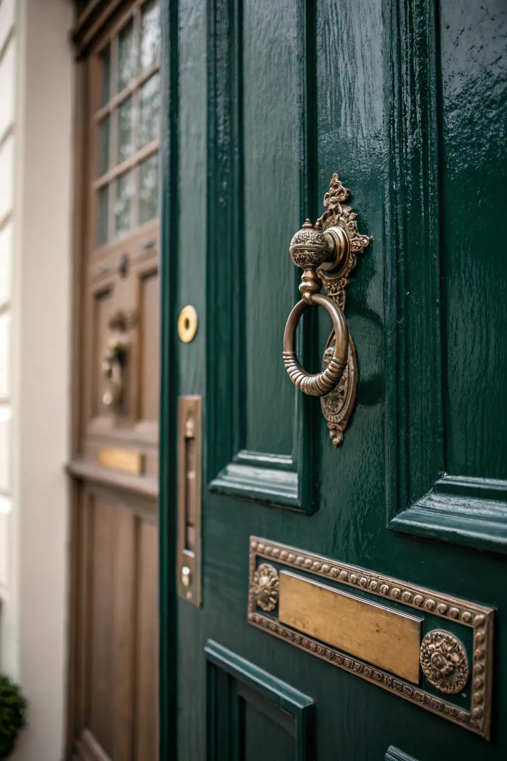 Decorative highlights impart a sense of identity to the entry.