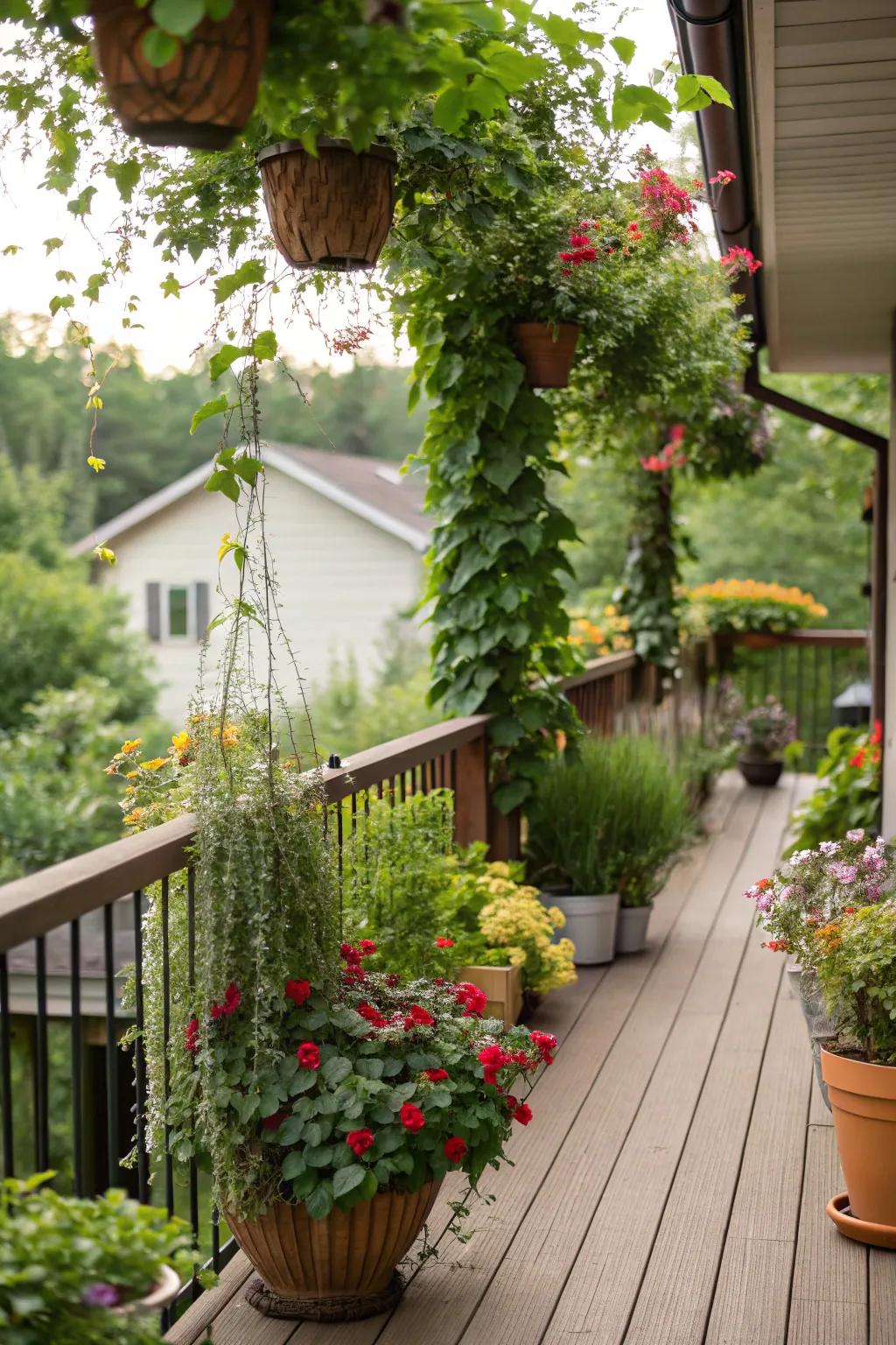 Greenery enhances the organic beauty of your deck.