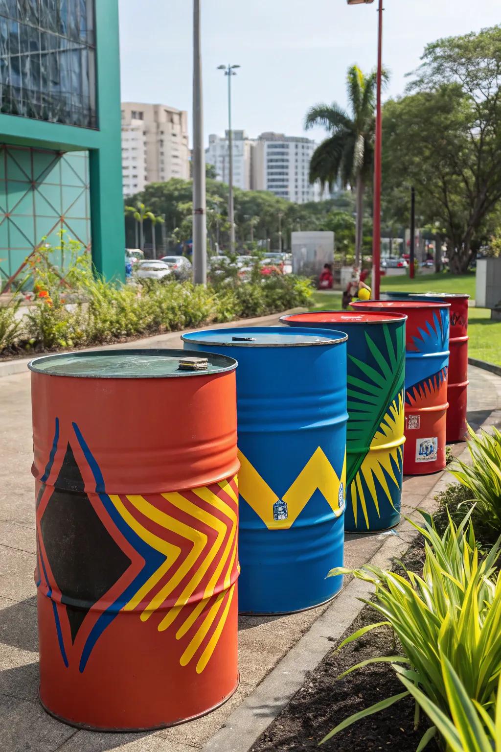 Barrels using vivid color patterns