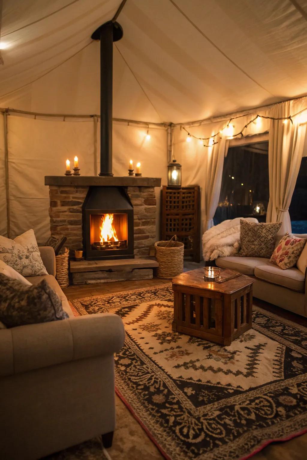 A hearth as the center of a cozy sanctuary.