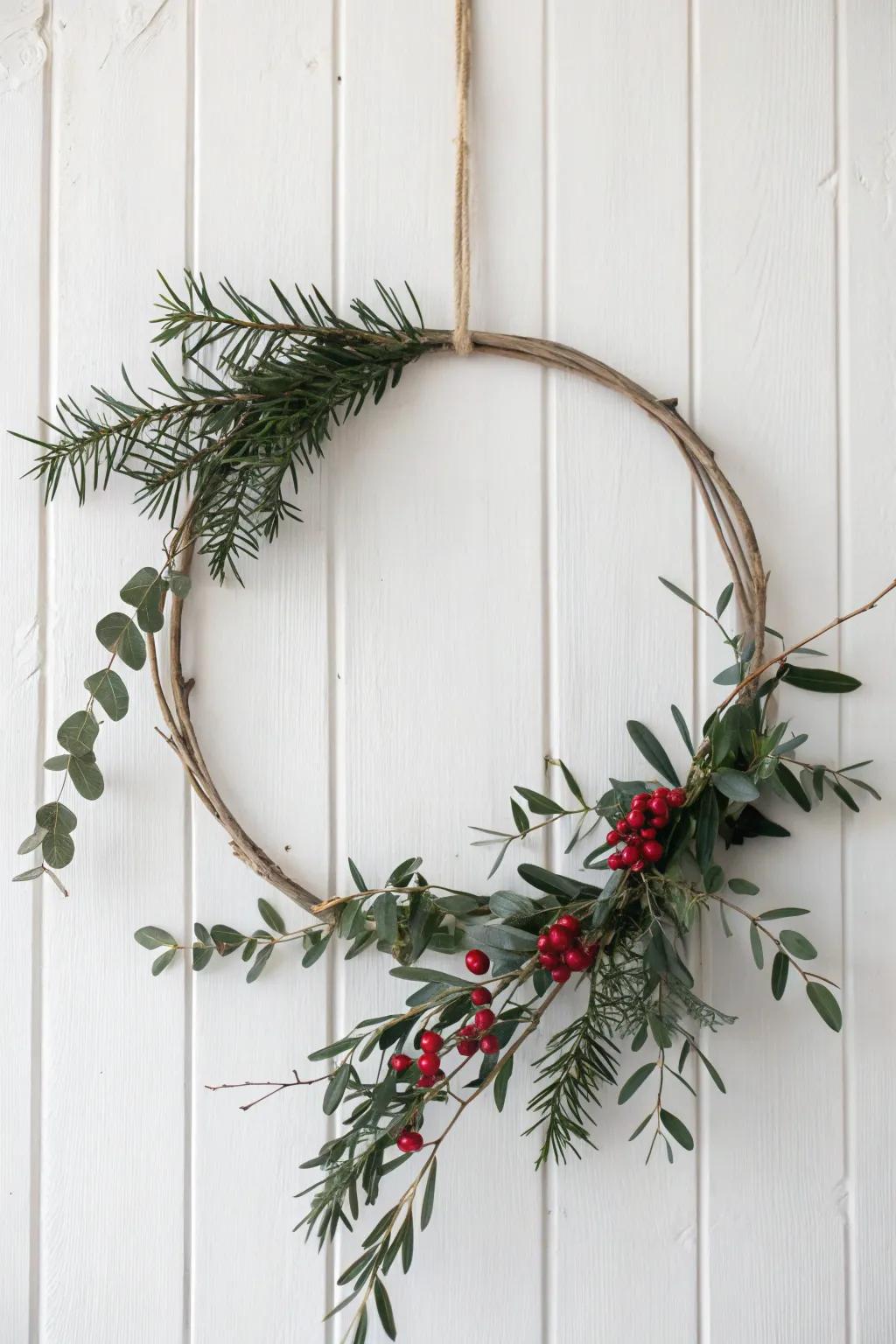 Embrace the inherent allure of simplicity through this understated Christmas wreath.