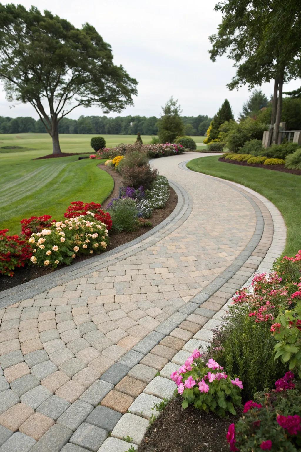 Arched driveways fashion a singular and inviting entrance.