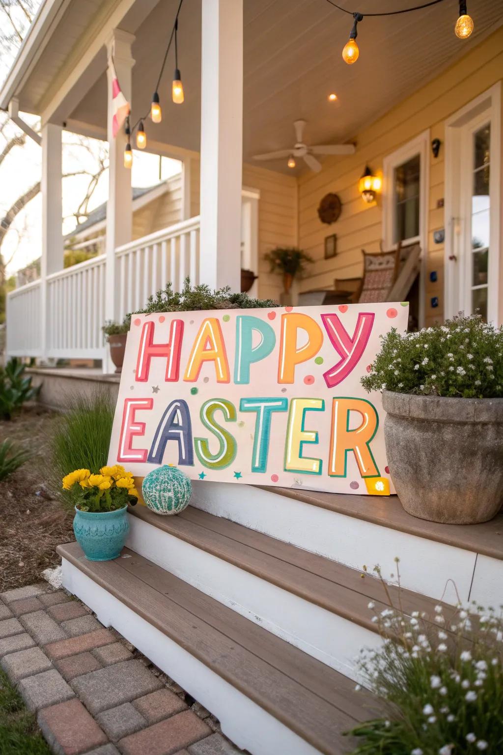 A welcome board is a simple yet impactful Easter embellishment.
