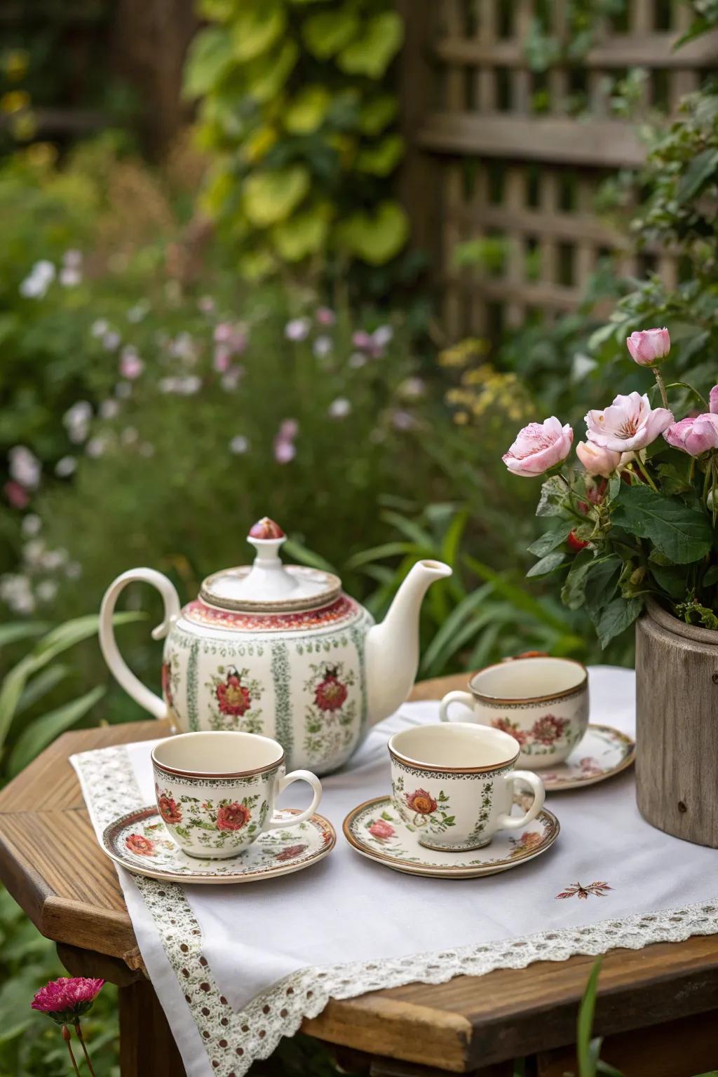An exquisite tea set ready for an afternoon gathering.
