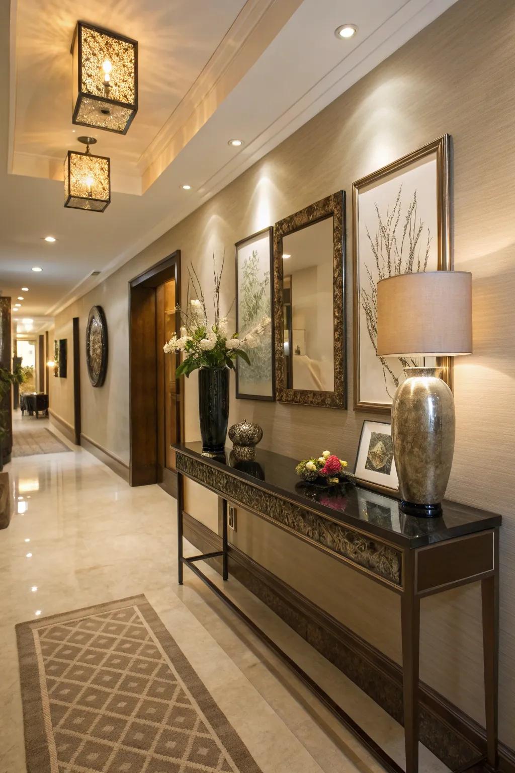 A console table introduces functionality and style to this entry hallway.