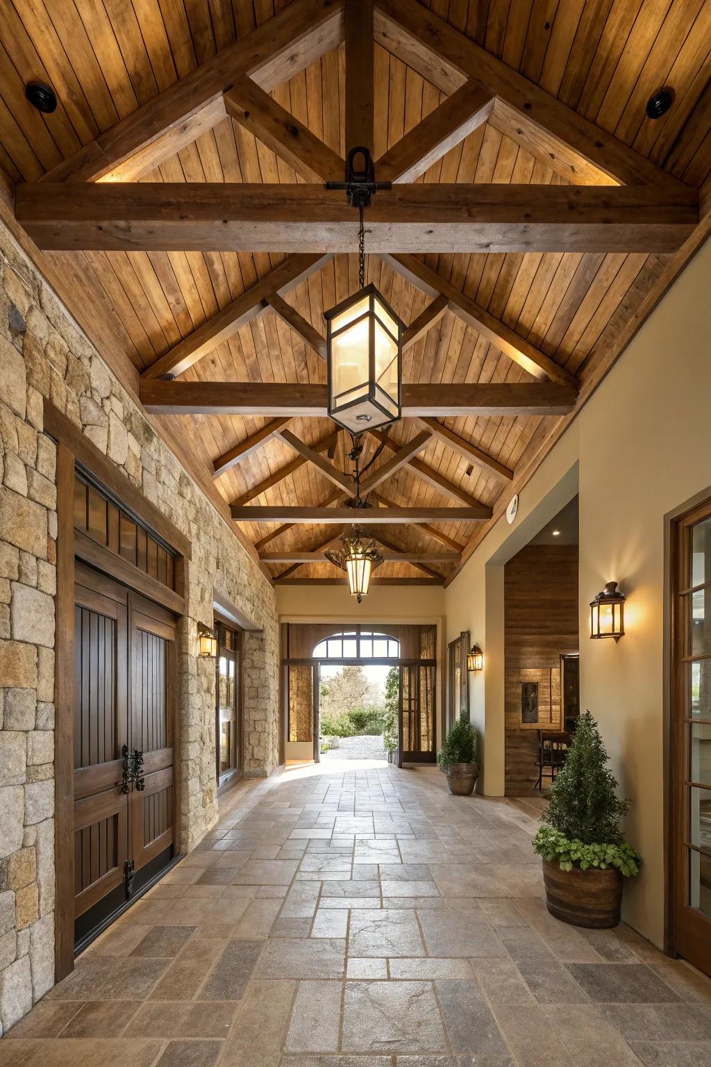 Exposed supports infuse charm and personality into your entryway.