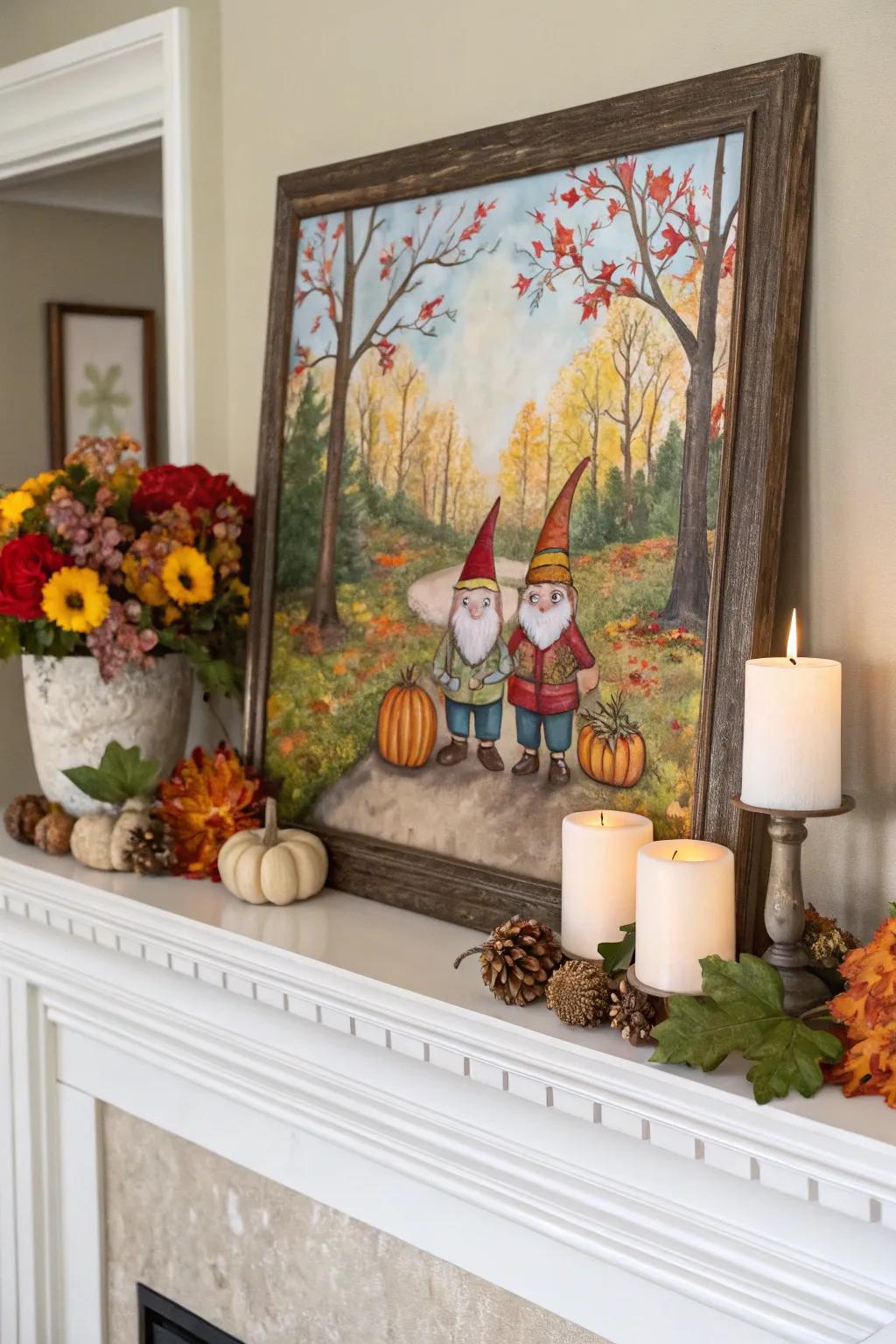 Capricious gnomes introduce a playful component to autumnal decor.