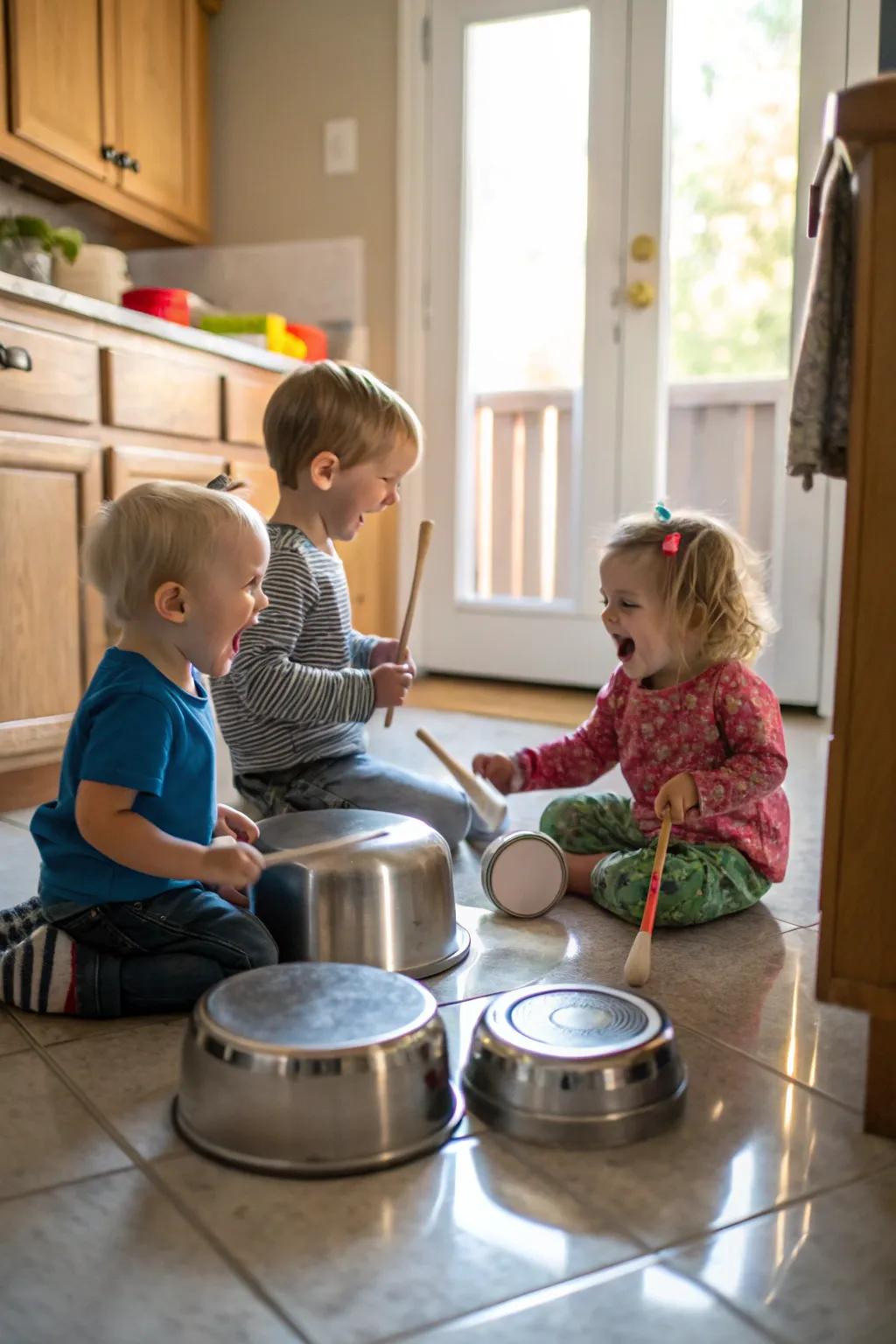 Unleash your toddler's inherent musician via a kitchen ensemble session.