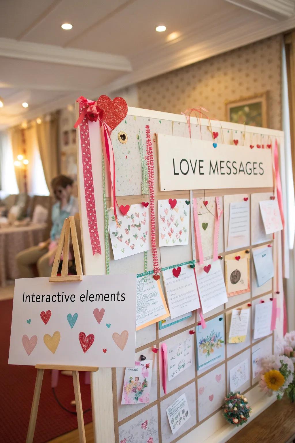 An interactive bulletin board featuring love letters that can be detached.