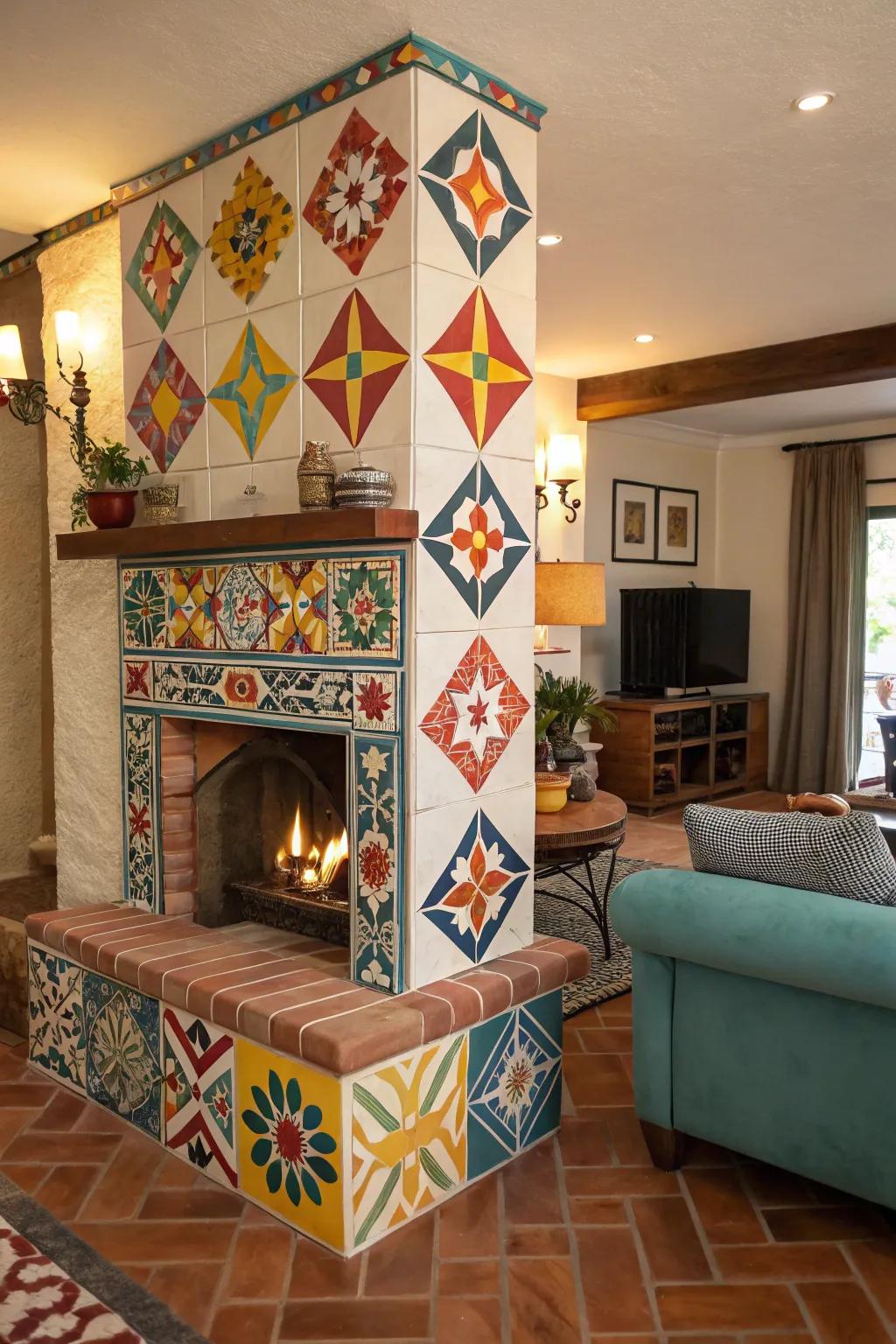 Tiles infuse sophistication and style into your fireplace.