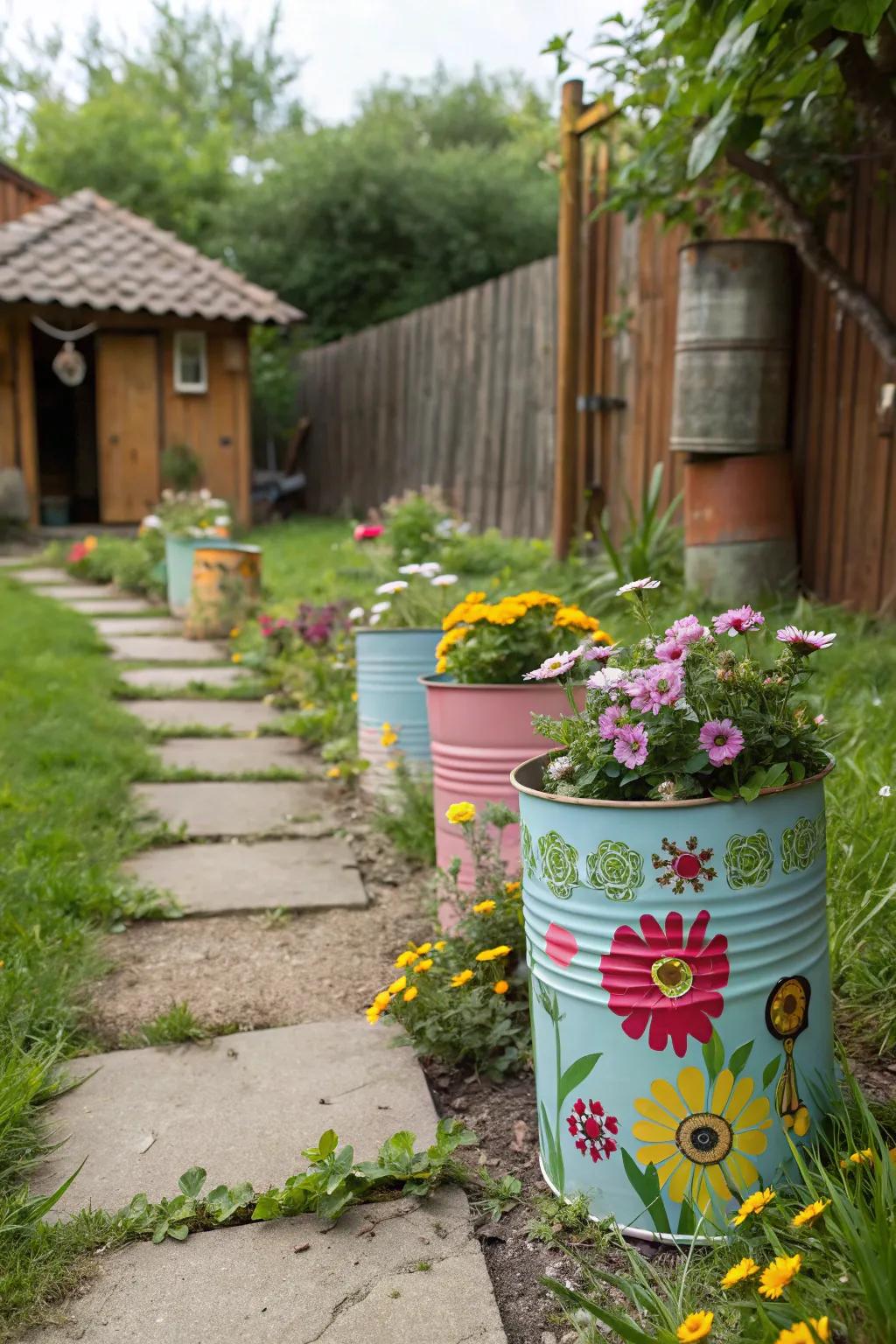 Repurpose metallic receptacles into endearing cultivators imbued with a countryside essence.