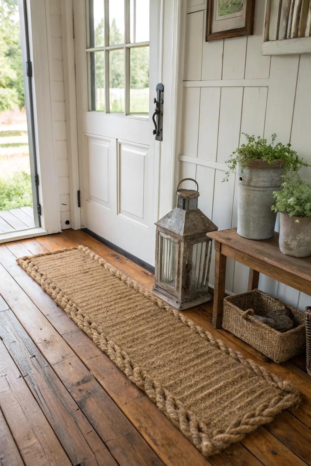 Textured floor coverings fashion a comfortable atmosphere.