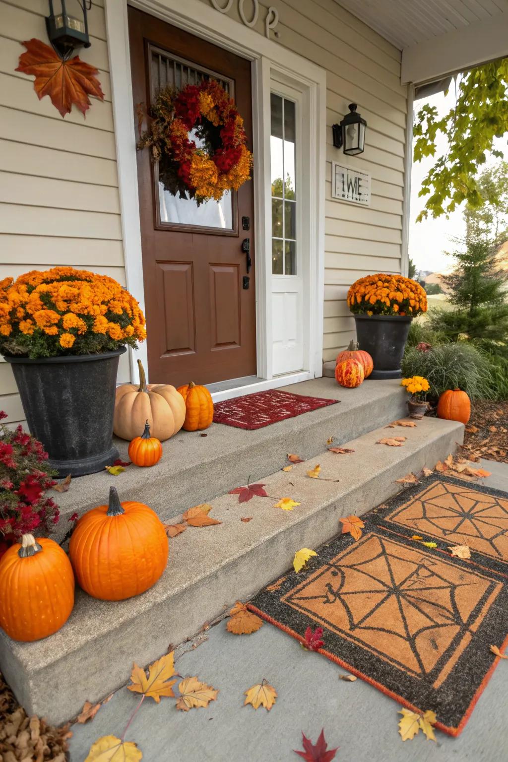 Seasonal rugs contribute festive elegance to your porch.