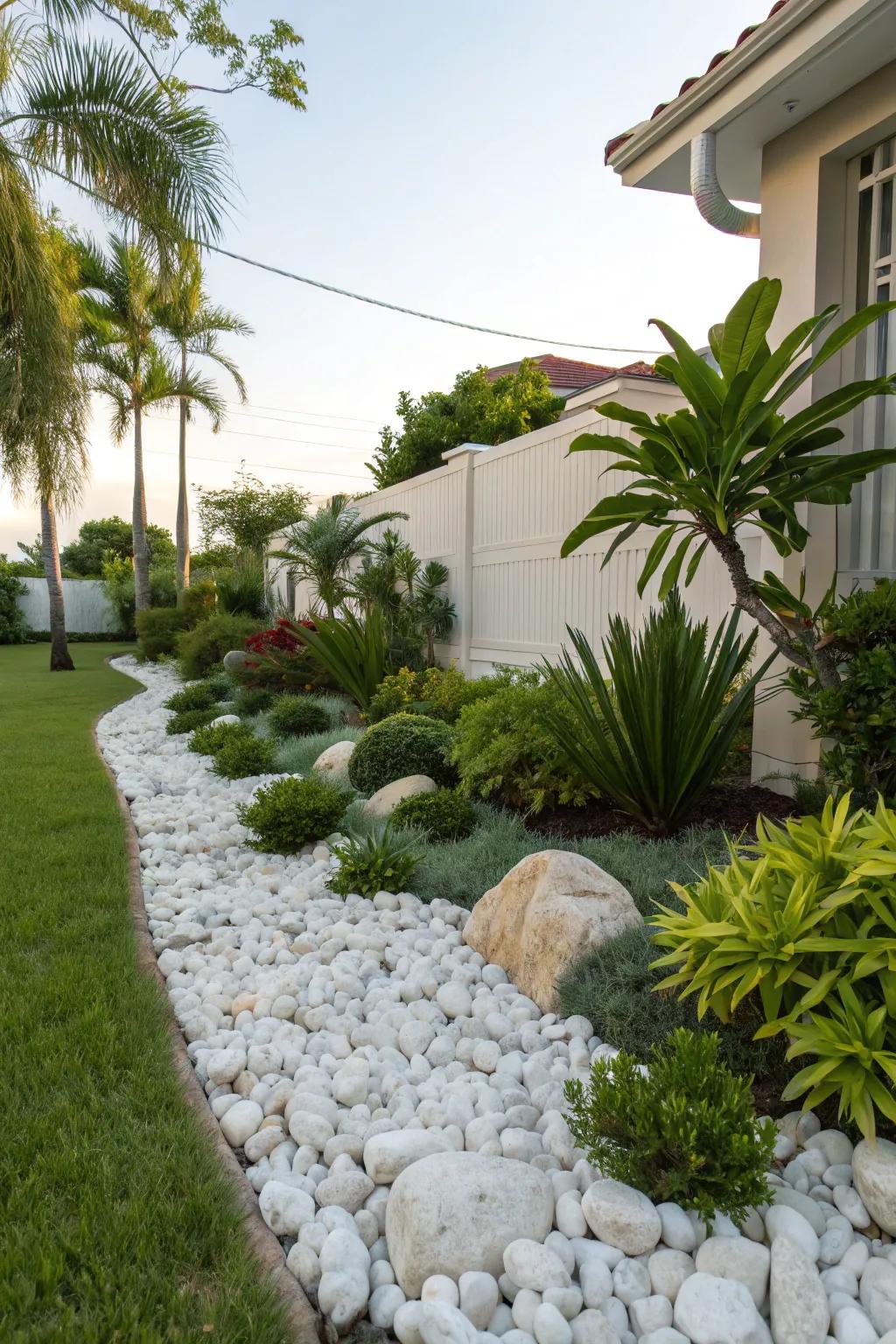 Pure rocks paired with foliage generate a vibrant and energetic contrast.
