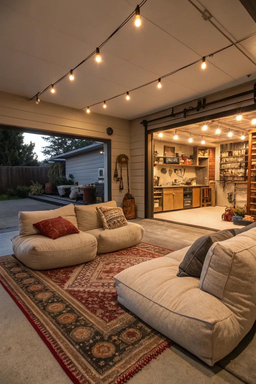 Comfortable decor adds warmth to any converted space.