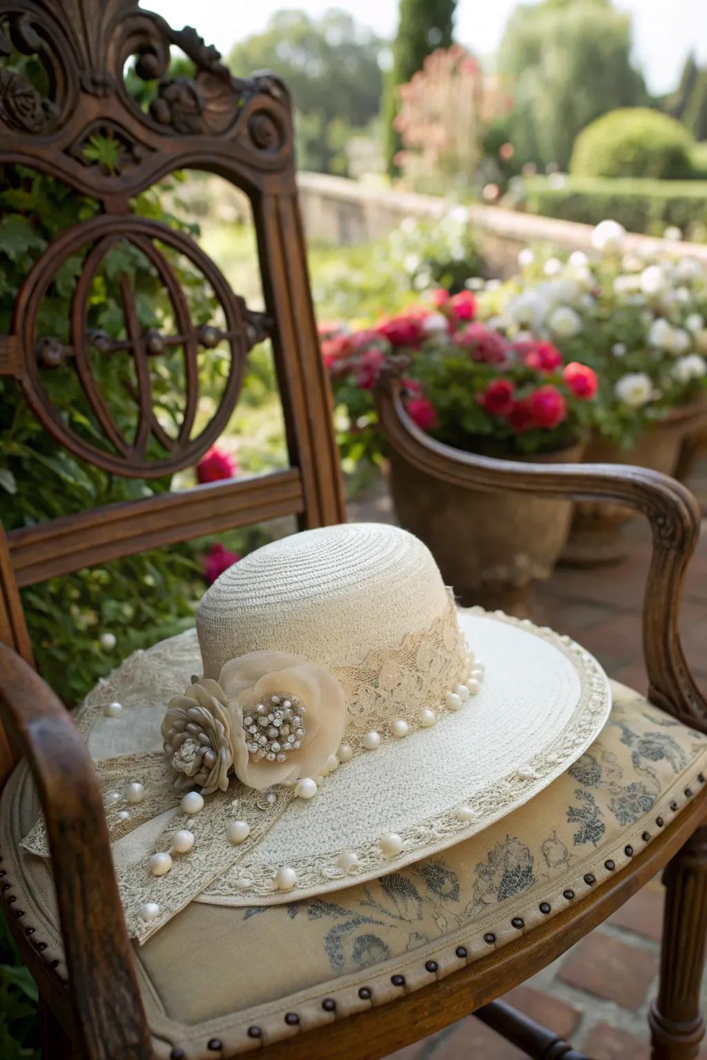 Timeless allure with netting and gems for enduring elegance.