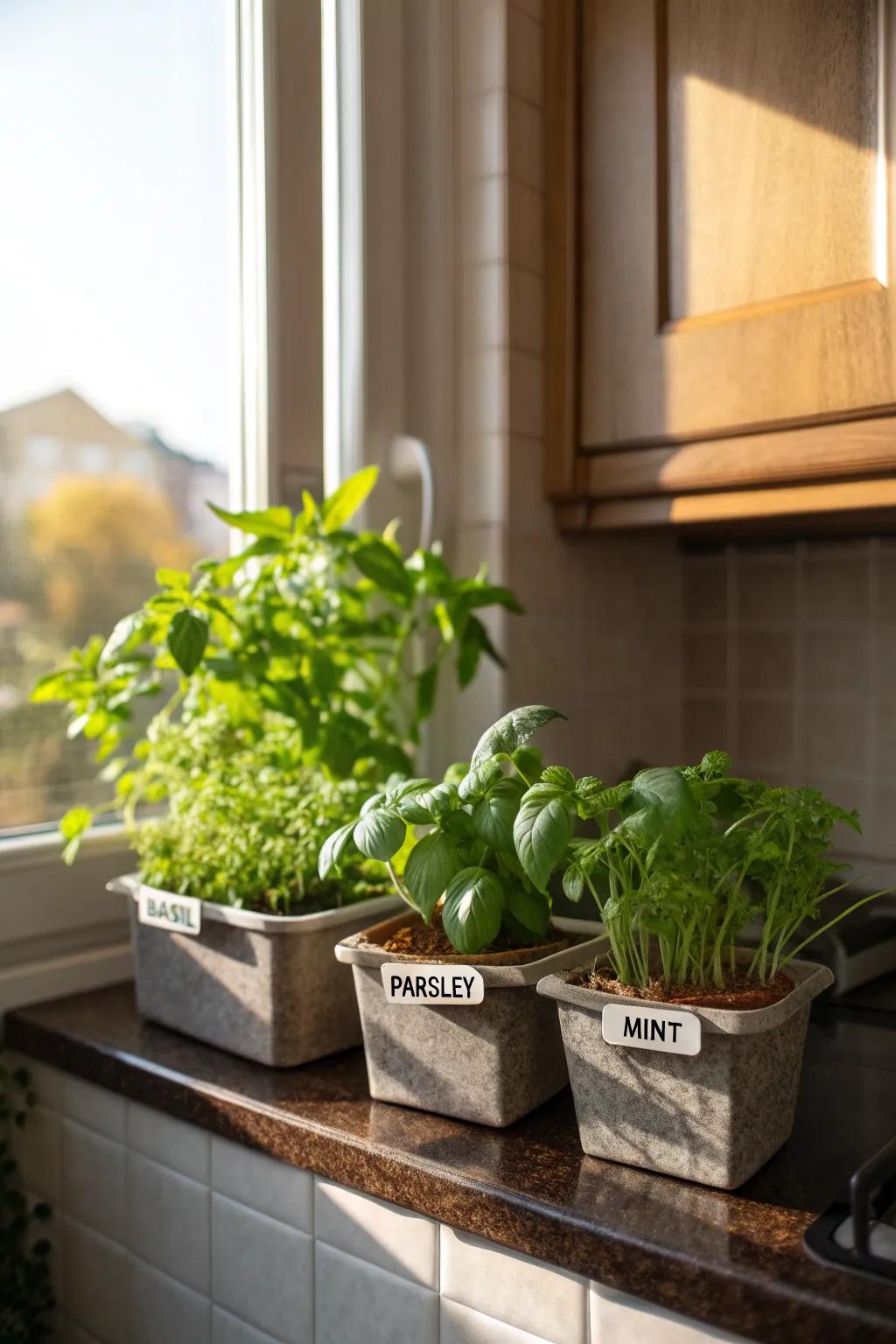 An attractive herb garden transforming kitchens to vibrant sanctuaries.