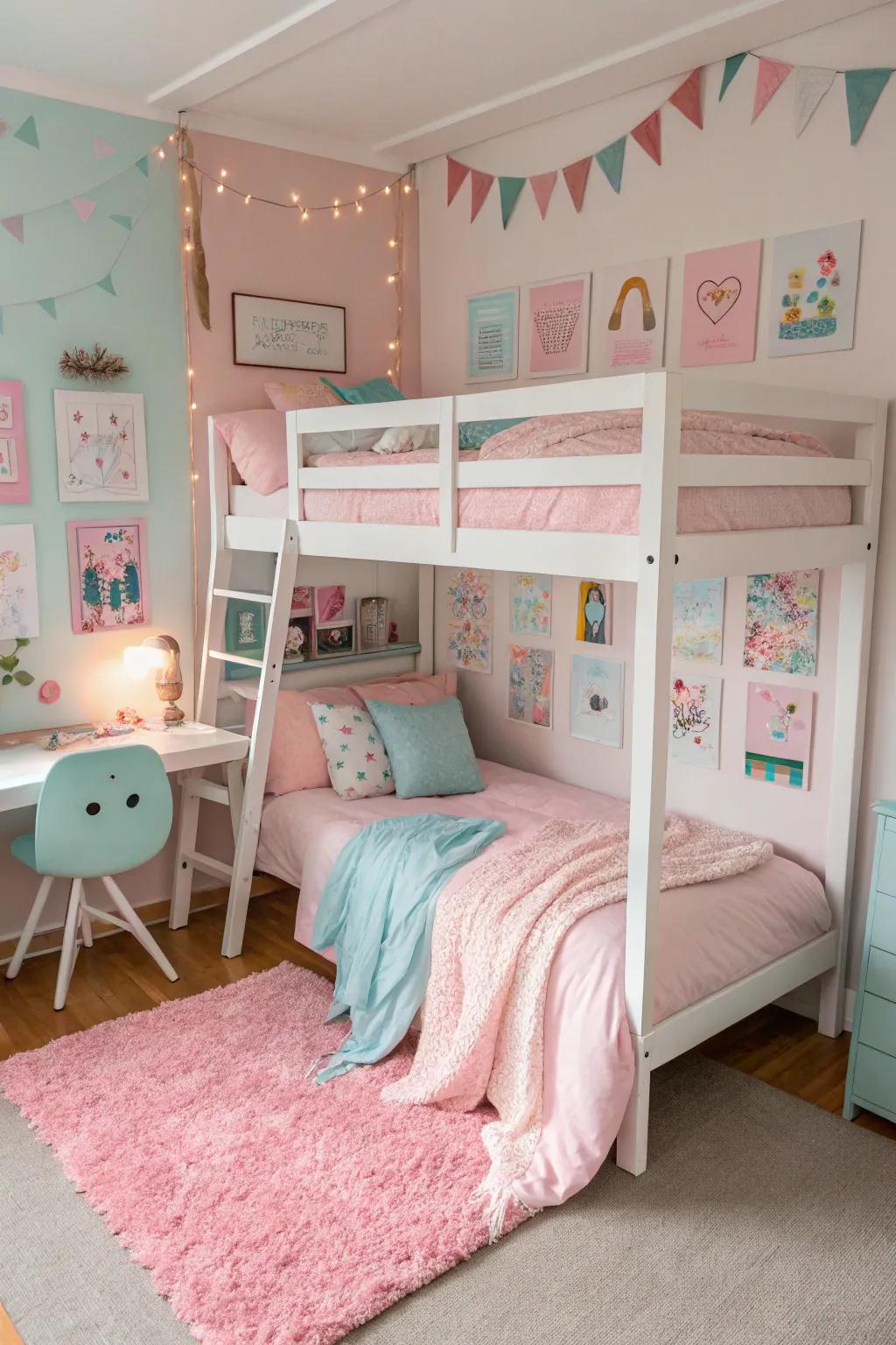 Delicate colors construct a peaceful and inviting area.