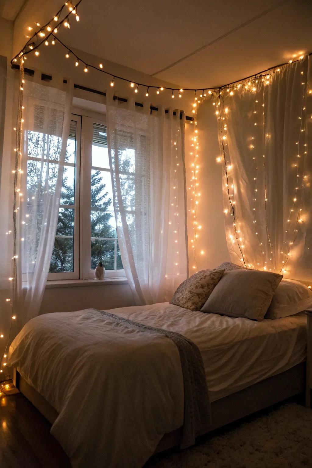 Fairy lights impart a sense of enchantment and warmth.