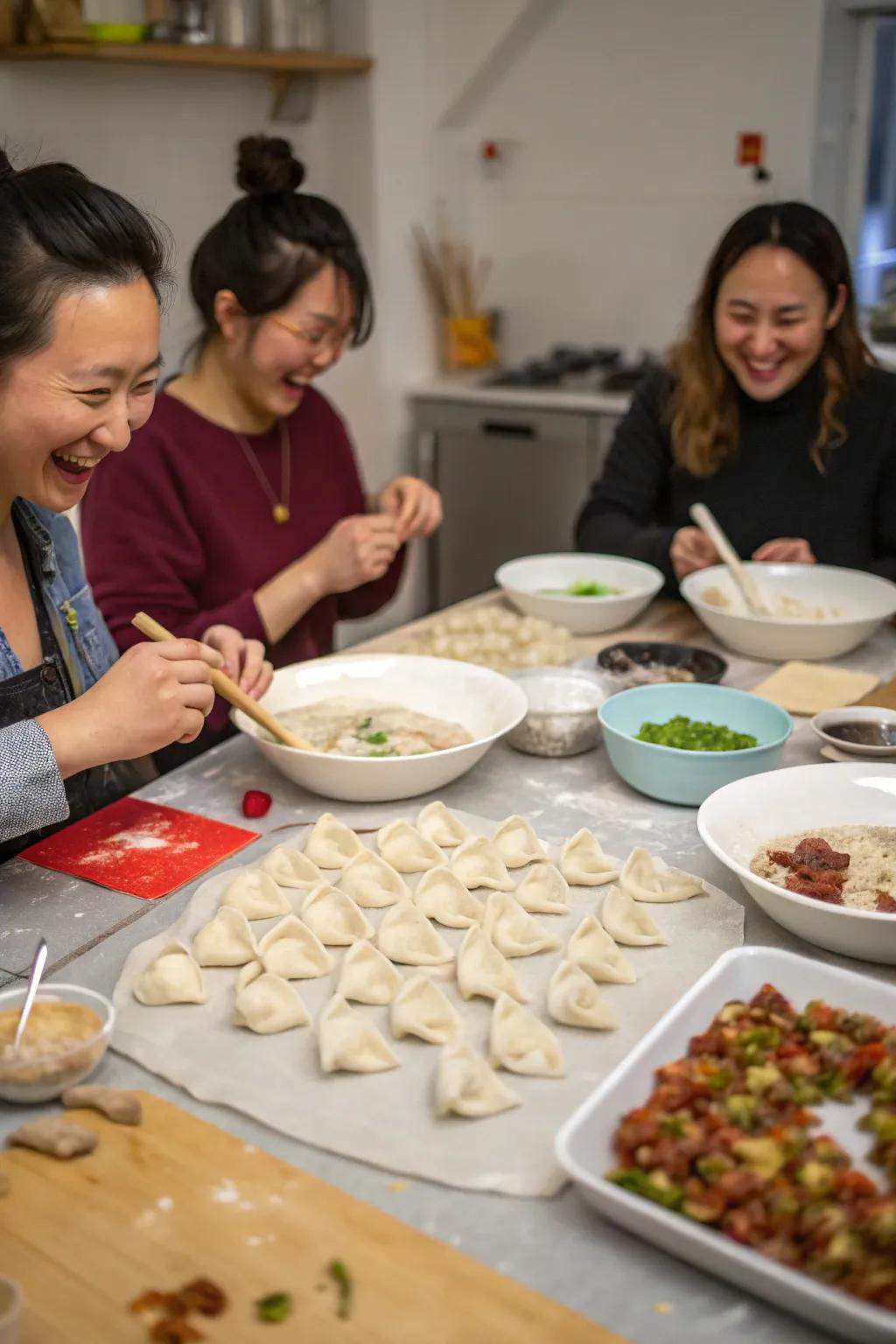 Fold and fill: experience dumpling creation as a bonding activity.