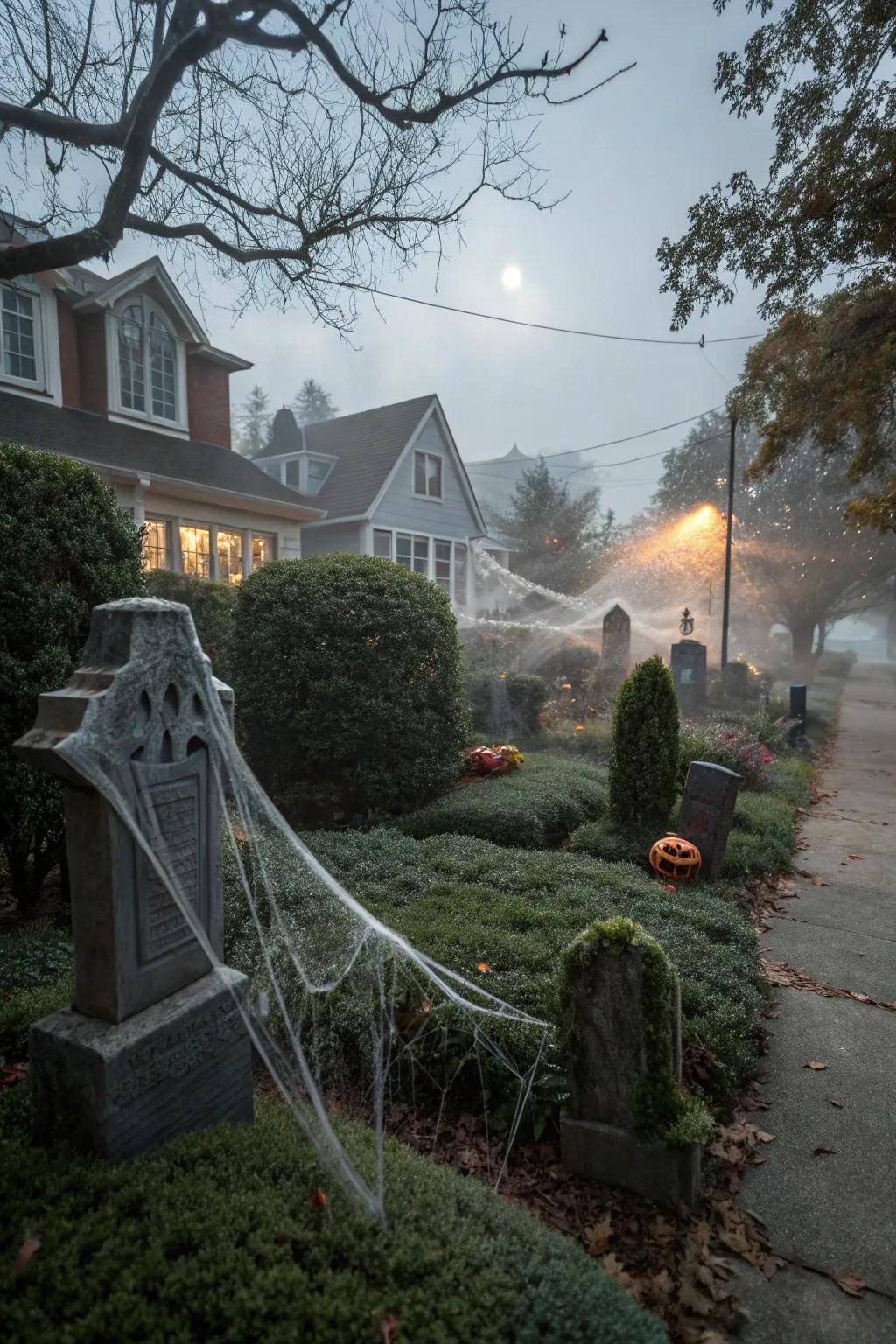 Introduce a hint of enigma through arachnid strands liberally dispersed across your graveyard.