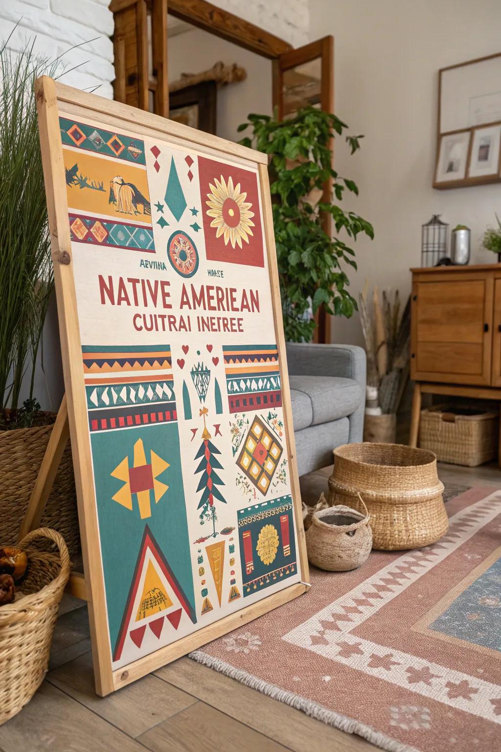 A cultural legacy board that introduces rich history to a rustic living room.