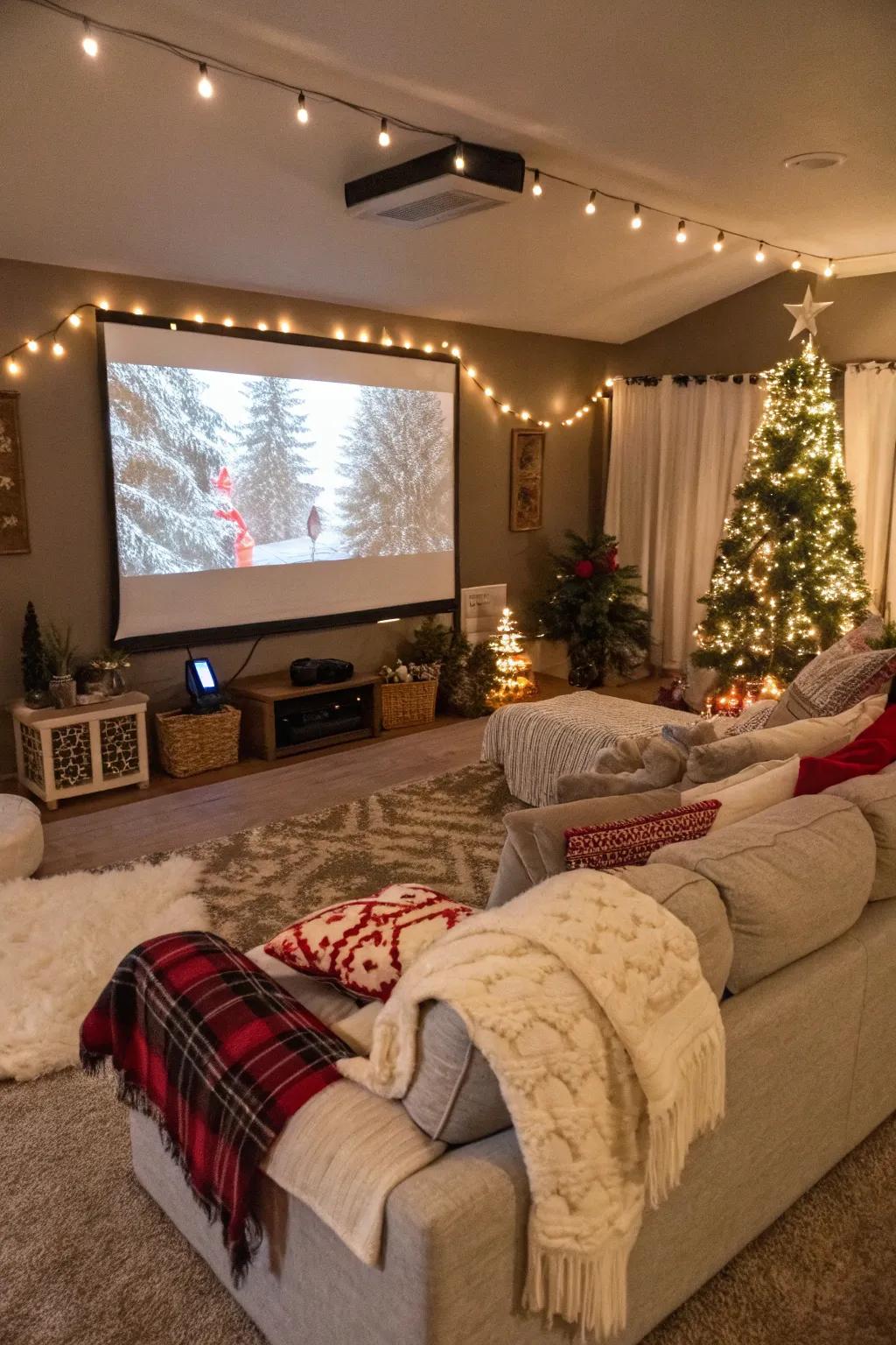 Appreciate a welcoming Festive Film Evening featuring iconic flicks and treats.