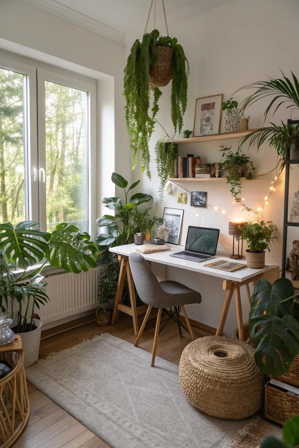 A botanical touch: plants that promote a serene office.