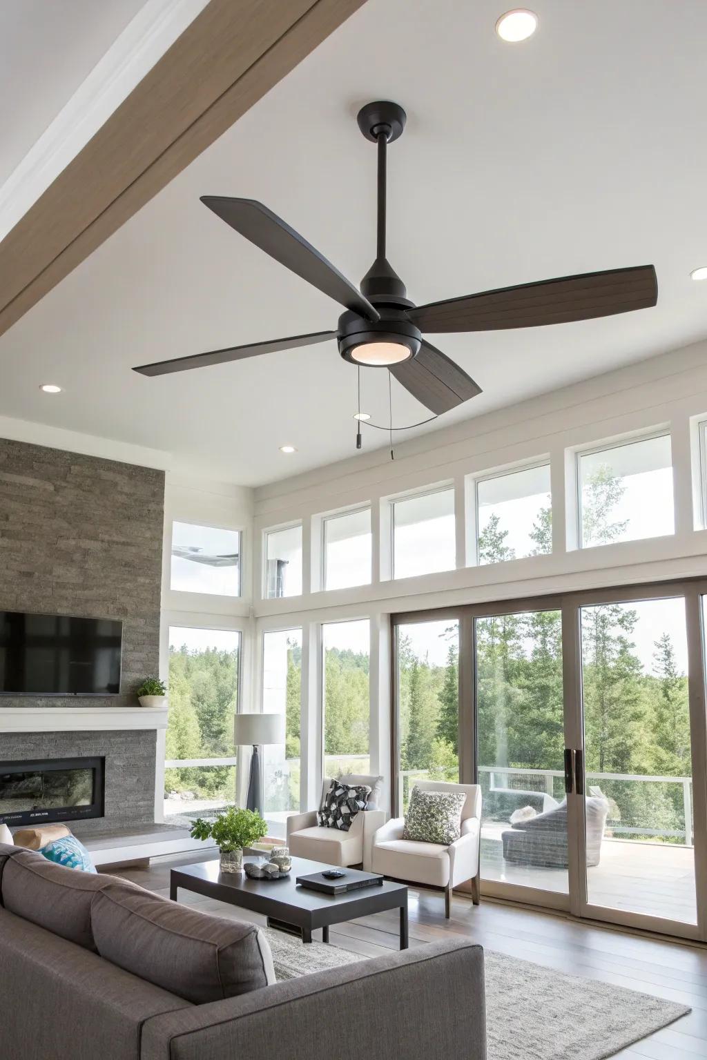 A power-saving ventilation unit enhancing style and comfort in a living room.