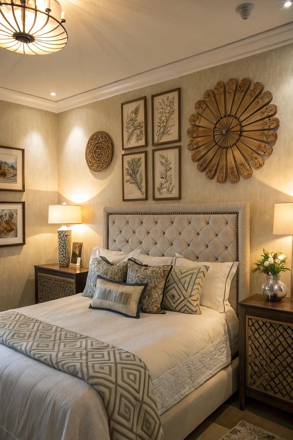 Art and ornamental touches enrich your bedroom's character.