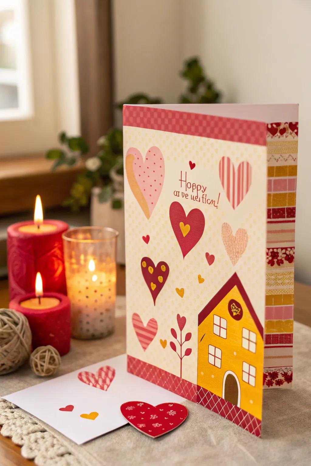 Heart icons contribute warmth and affection