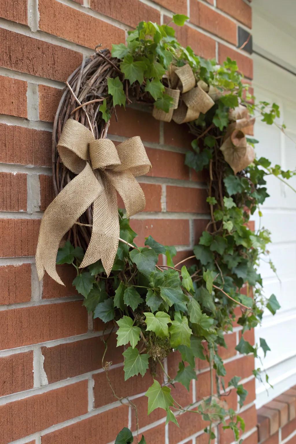 A rustic wreath that imparts warmth to any setting.