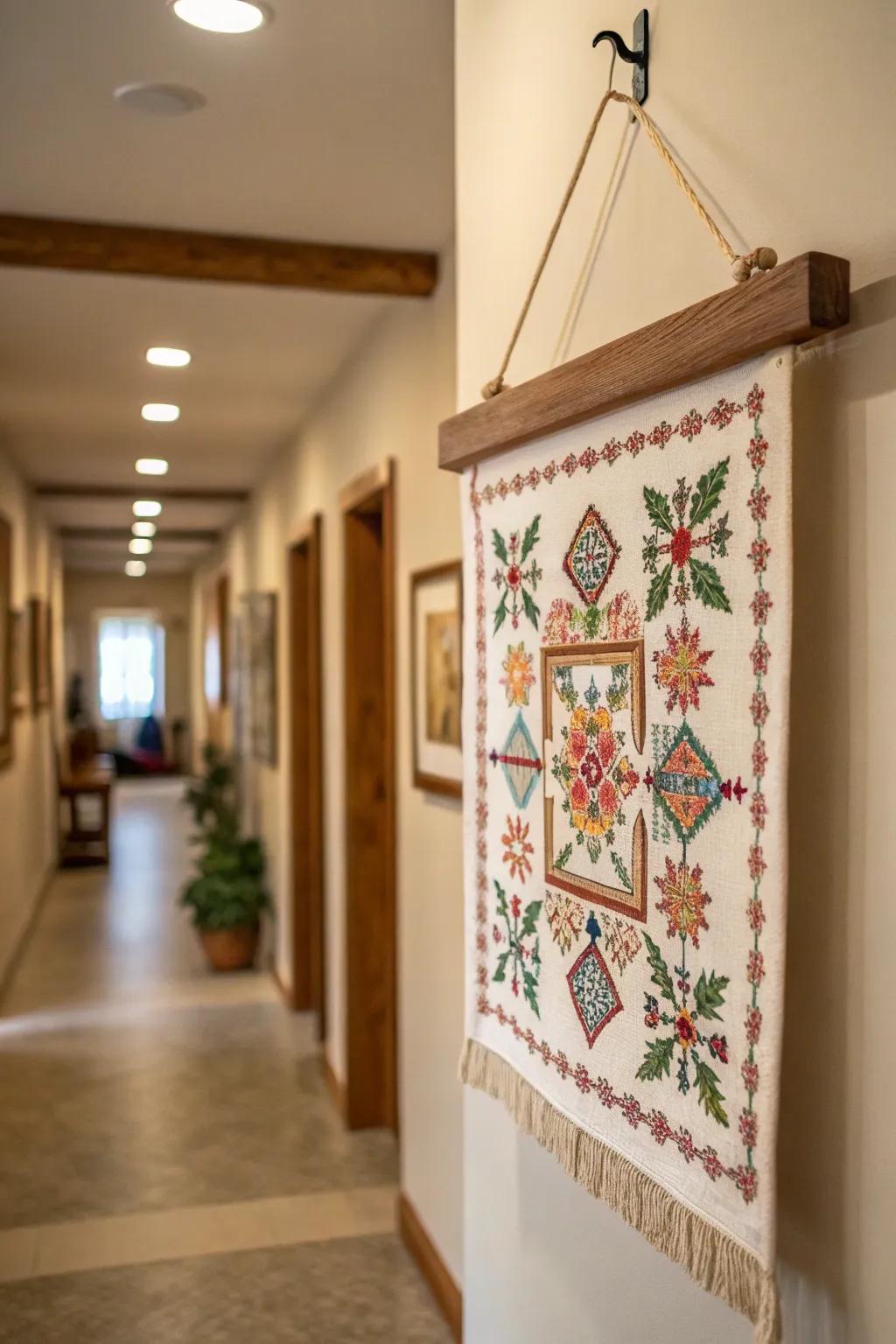 Hanging rods convert your cross stitch into tapestry-style artwork